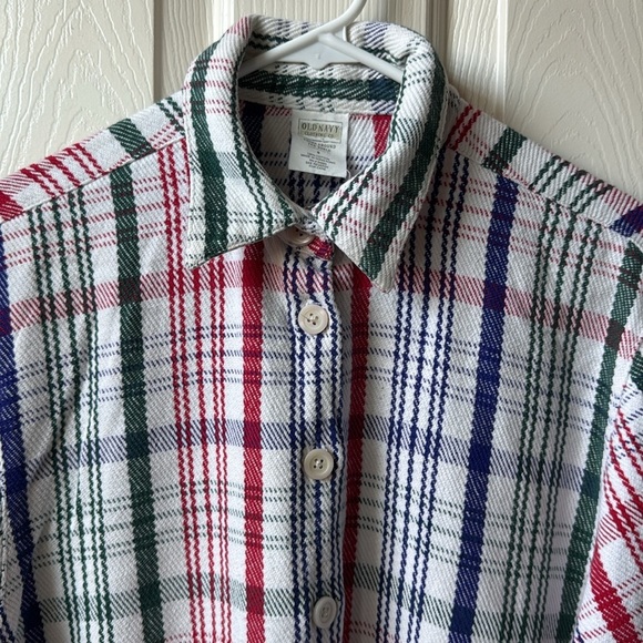 Vintage Old Navy Clothing Co. Plaid Knit Button-Up Flannel Red, Green,Blue,white - Picture 11 of 11